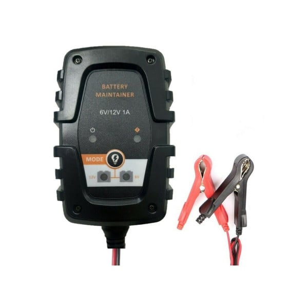 MANTENITORE CARICA BATTERIE AUTO MOTO 6V 12V 1A CARICABATTERIE PORTATI