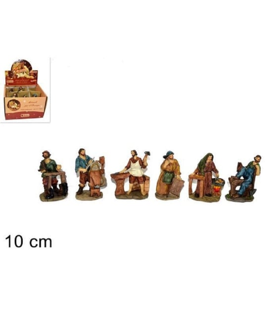 SET 6PZ STATUINE MESTIERI 10CM PER PRESEPE ASSORTITI PRESEPI DI NATALE