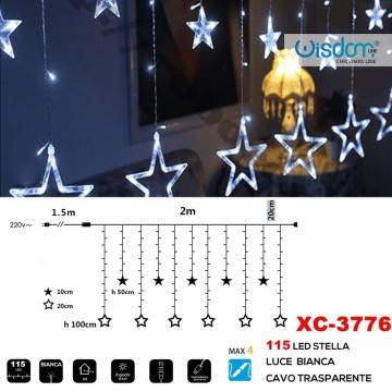 TENDA LUMINOSA 168 LED CON STELLE LUCE CALDA CAVO TRASPARENTE XC-4006