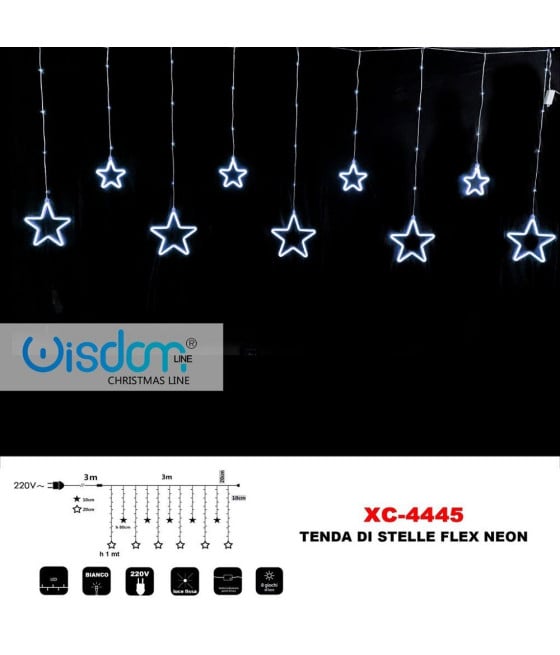 TENDA LUMINOSA CON STELLE NEON LUCE BIANCA FISSA 8 GIOCHI LUCE XC-4445