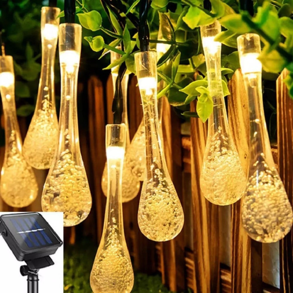 CATENA 50 GOCCE LUMINOSE LED AD ENERGIA SOLARE IP44 LUCE CALDA XC-4806