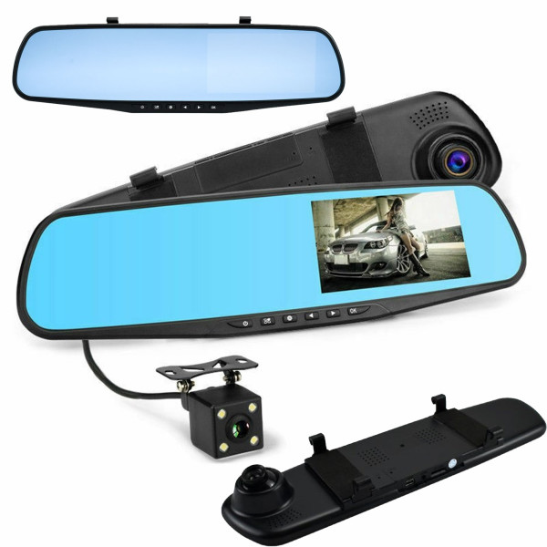 MONITOR SPECCHIETTI AUTO 4,5" Q-CA599 VIDEOCAMERA ANTERIORE POSTERIORE