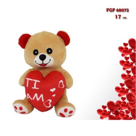 peluche orso orsetto con cuore ti amo 17 cm pupazzo regalo san valentino  68072