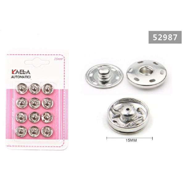 SET 12 PAIA DI BOTTONI AUTOMATICI A PRESSIONE Ø 15 MM PER CUCITO 52987