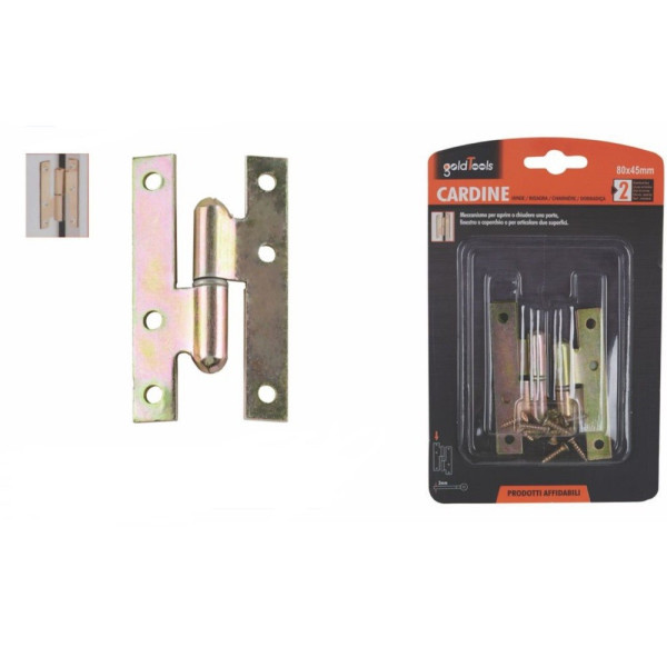 COPPIA DI CERNIERA A H CARDINE PER PORTA FINESTRA 80X45X2MM VITI 91156