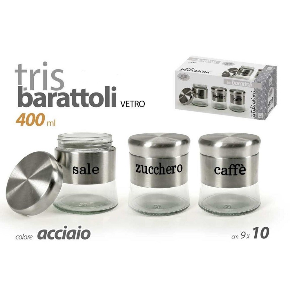 Trade Shop - Barattolo Caffè Contenitore Vetro Satinato Coperchio Nero 660  Ml 15x9cm 833274