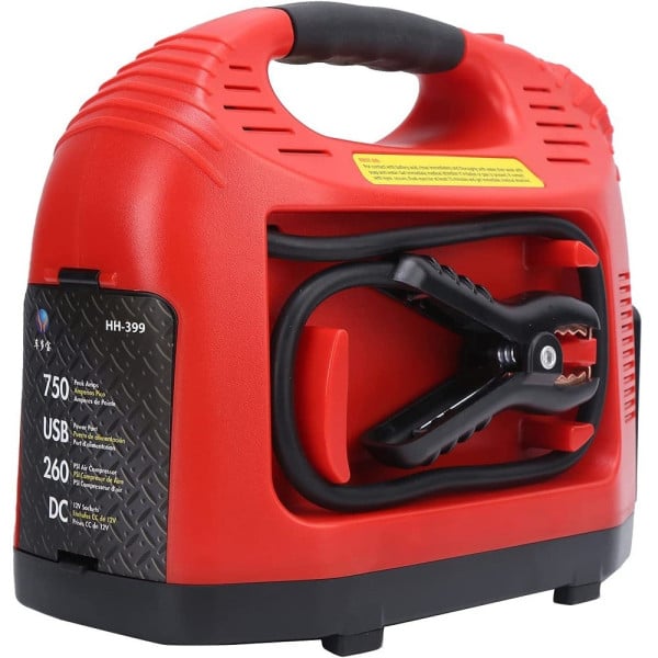AVVIATORE AUTO 750A 12V COMPRESSORE D'ARIA INVERTER PORTA USB LUCE LED