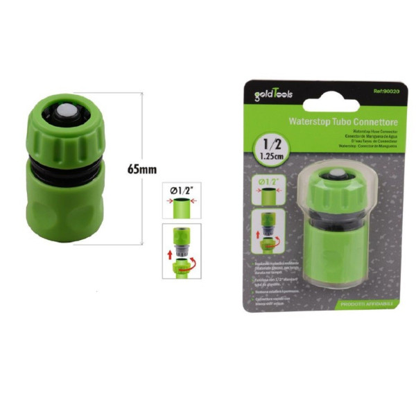 CONNETTORE CON INNESTO RAPIDO PER TUBO 1/2″ 1.25CM CON BLOCCO ACQUA