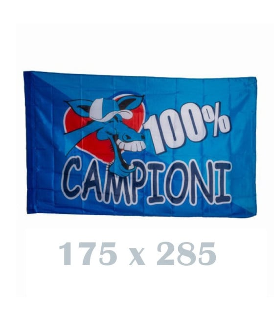BANDIERA NAPOLI 175X285 100% CAMPIONI NAPOLETANO ITALIA SCUDETTO CALCIO SQUADRA