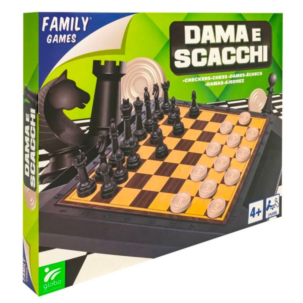 GIOCO DA TAVOLO FAMILY GAMES DAMA E SCACCHI 2 IN 1 PER TUTTA LA FAMIGLIA  ETÀ 4+