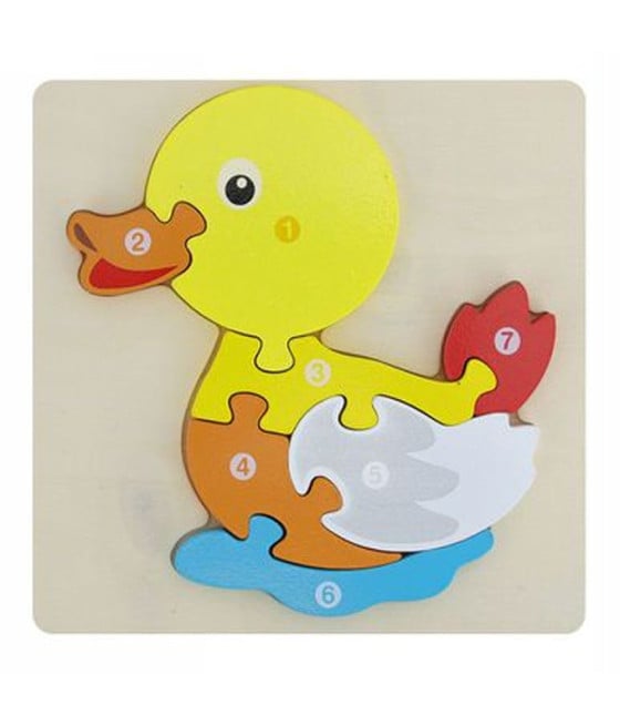 PUZZLE 3D BLOCCHI LEGNO FORMA DI PAPERA EDUCATIVO COLORATO GIOCO BAMBINI ANIMALI 07315