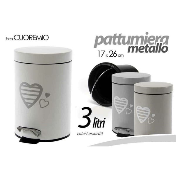 PATTUMIERA PORTASPAZZATURA METALLO 17X26CM 3LT CUORE MIO COLORI ASSORT