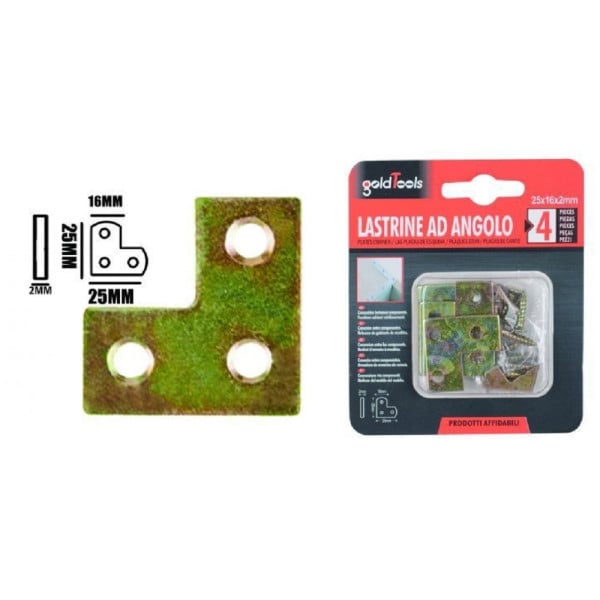 SET 4PZ LASTRINE AD ANGOLO FORMA V 25X16X2MM CON VITI PER MOBILI 91226