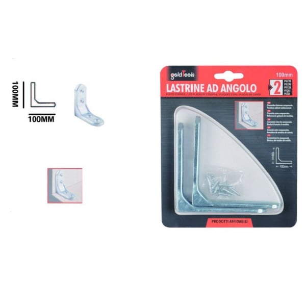 SET 2PZ LASTRINA AD ANGOLO 100MM SOSTEGNO STAFFA CON VITI MOBILI 91214