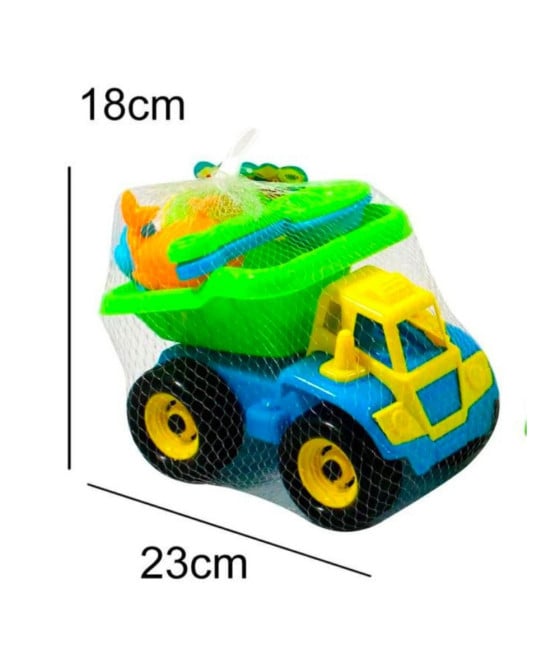 SET DA SPIAGGIA CAMION COLORATO PER IL MARE CON 5 ACCESSORI GIOCO BIMBI ETÀ 18+