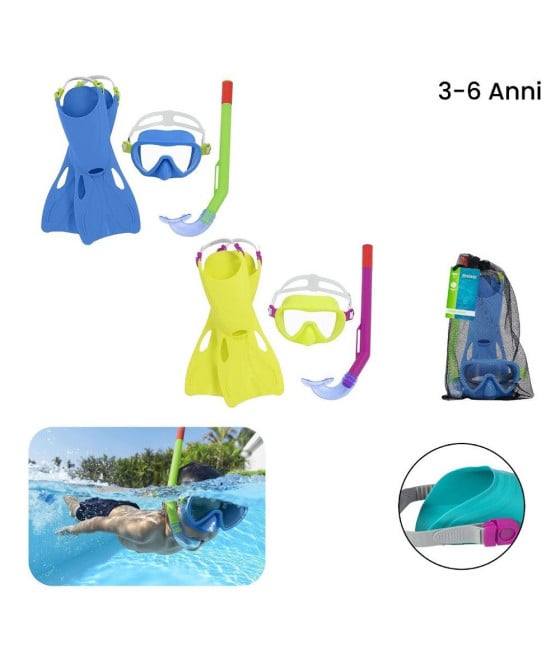 SET DA SNORKELING BAMBINI FLAPPER MASCHERA BOCCAGLIO PINNE 2 COL 25039