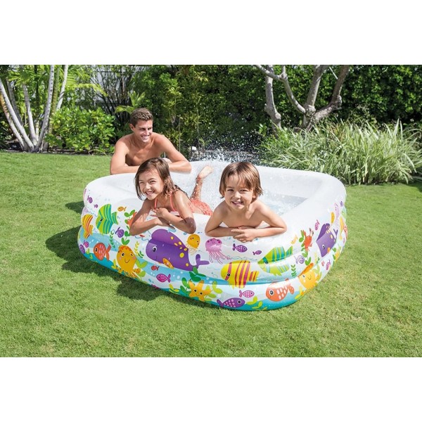 PISCINA ACQUARIO QUADRATA 159X159X50 CM PER BAMBINI 340LT ESTATE 57471