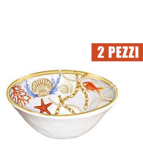 2 PEZZI CENTRO TAVOLA CIOTOLA CONCHIGLIE CORALLI STILE MARINO SVUOTA TASCHE