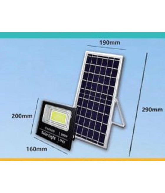 FARO FARETTO LED PANNELLO SOLARE FOTOVOLTAICO IP67 200W CON TELECOMAND