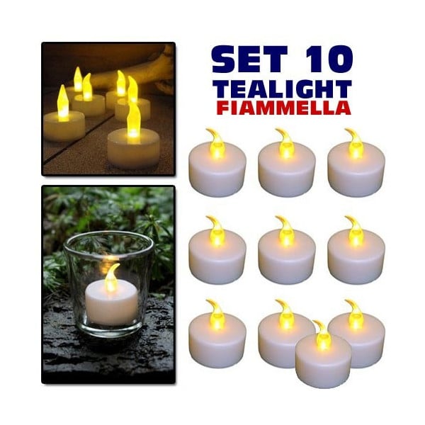 SET 10 CANDELE LANTERNE TEALIGHT TEA LIGHT ELETTRICHE LED BATTERIA DECORAZIONE