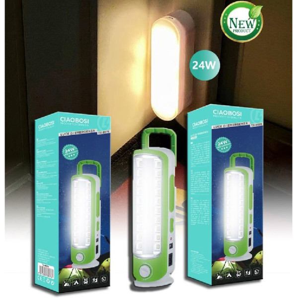 LAMPADA LUCE EMERGENZA LED PORTATILE RICARICABILE USB LED 24W TX-8078