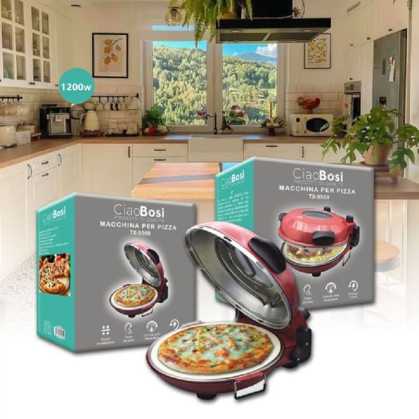 MACCHINA PER PIZZA ELETTRICO 1200W FORNETO DOPPIO RISCALDAMENTO TX9569