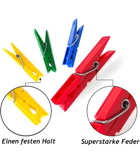 8 Große Wäscheklammern Mit Federn – Robuste Socken-Clips Aus Kunststoff, Mehrzweck-Haken