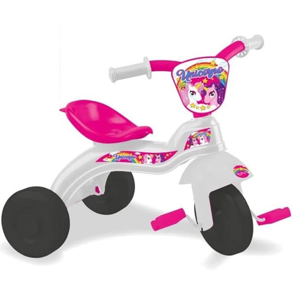 TRICICLO BICI SCOOTER 3 RUOTE CON PEDALI BAMBINA BABY UNICORNO BIANCO E ROSA