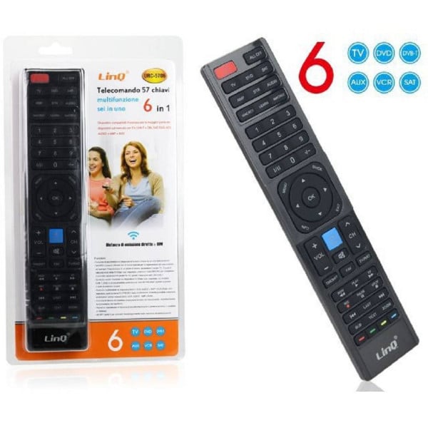 TELECOMANDO UNIVERSALE 6 IN 1 URC-5706 PER TV LCD LED MULTIFUNZIONE