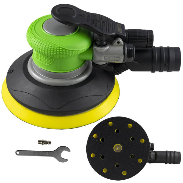 LEVIGATRICE ROTORBITALE PALMARE AD ARIA COMPRESSA PNEUMATICA 150MM CON ACCESSORI