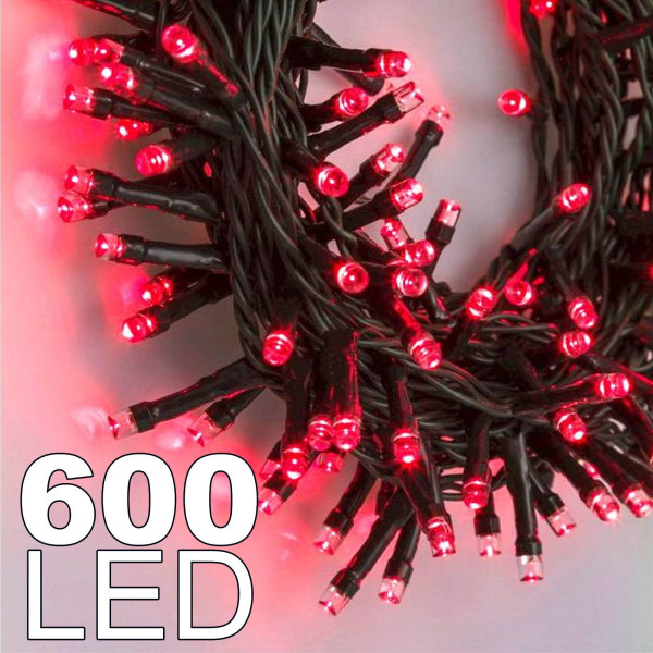 CATENA LUMINOSA 600 LUCI LED LUCCIOLE COLORE ROSSO CON CONTROLLER USO INTERNO