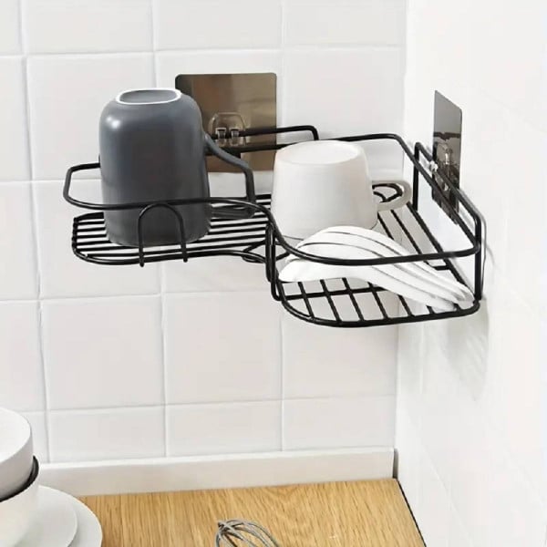 SUPPORTO ANGOLARE PARETE MENSOLA APPENDERE SENZA PUNZONATURA BAGNO CUCINA