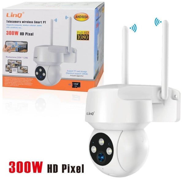 TELECAMERA WIRELESS SMART PT 300W HD PIXEL FULL HD IOS ANDROID AHD5024