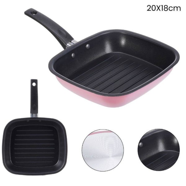 BISTECCHIERA CON MANICO PIASTRA PADELLA ANTIADERENTE ACCESSORI CUCINA CM 20X18
