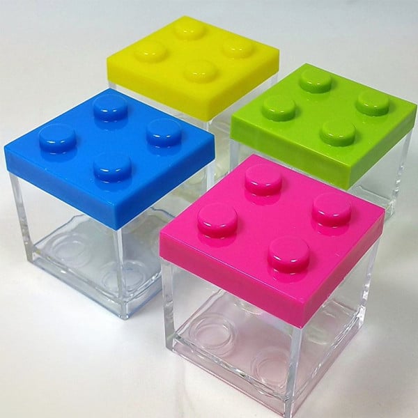 BOMBONIERA BOMBONIERE PORTACONFETTI SCATOLA 12 MATTONCINI COSTRUZIONI LEGO BLOCK