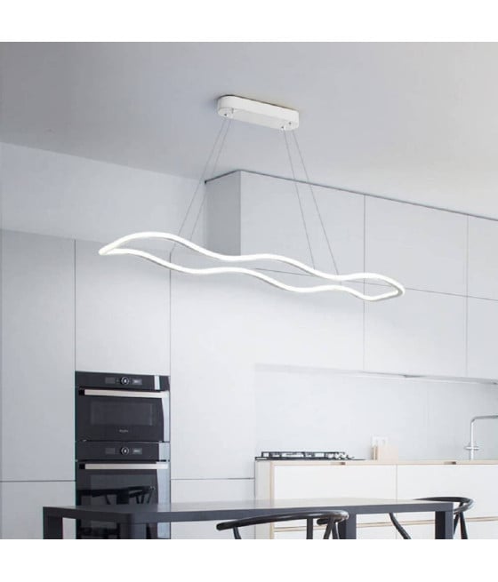 LAMPADARIO BIANCO ONDULATO A LED 48 W LUCE 6500K 3000K 4000K B67-B