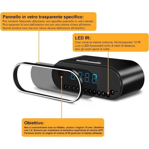 Security Clock, sveglia orologio digitale con telecamera di sicurezza – FLR  International