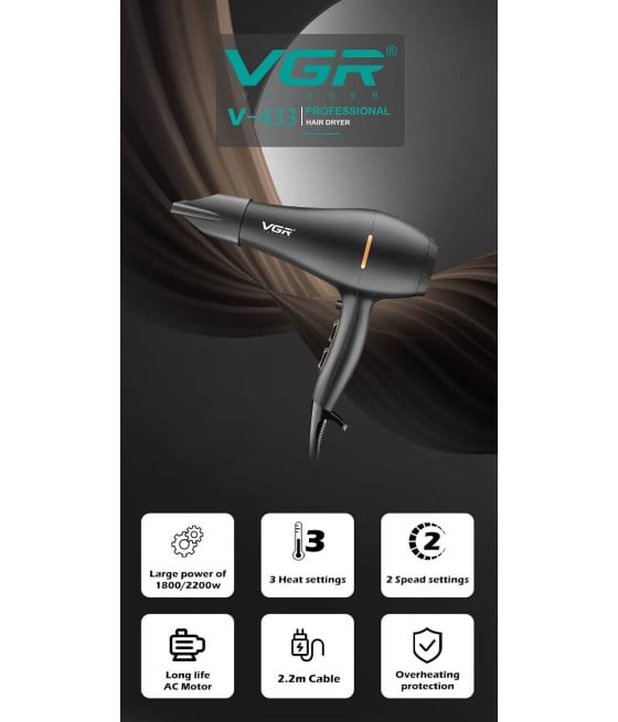 Asciugacapelli Professionale VGR V-433 – Hair Dryer Parrucchiere 2200W