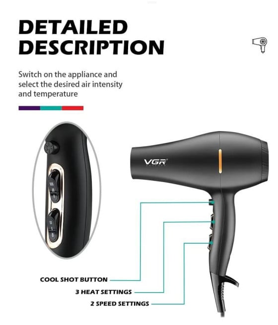 Asciugacapelli Professionale VGR V-433 – Hair Dryer Parrucchiere 2200W
