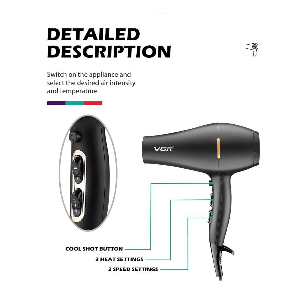 Asciugacapelli Professionale VGR V-433 – Hair Dryer Parrucchiere 2200W
