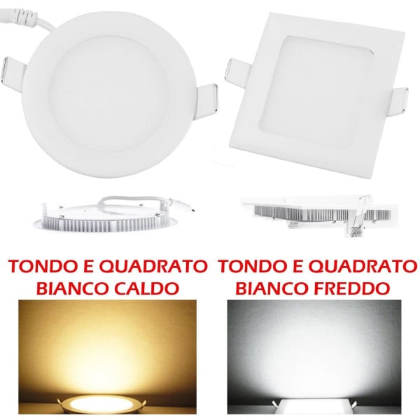 PANNELLO A LED TONDO O QUADRATO AD DA INCASSO LUCE FREDDA CALDA NEUTRA WISDOM