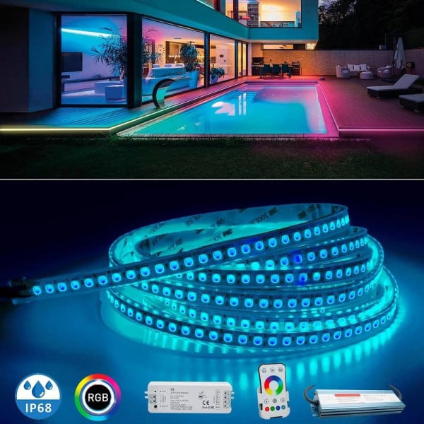 KIT STRISCIA 600LED 75W RGB DIMMERABILE 24V CENTRALINA ALIMENTATORE