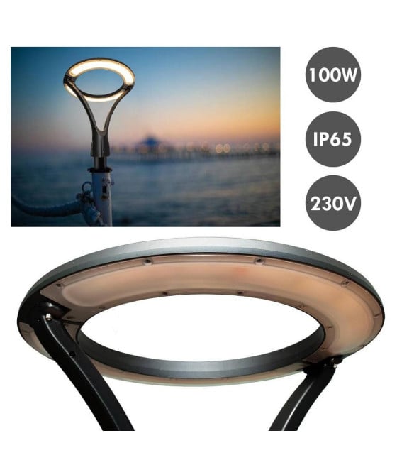 LAMPIONE MODERNO LED 100W CERCHIO IP65 LUCE ESTERNI GIARDINO GD-100W