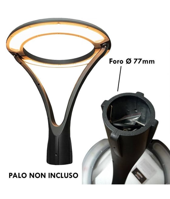 LAMPIONE MODERNO LED 100W CERCHIO IP65 LUCE ESTERNI GIARDINO GD-100W