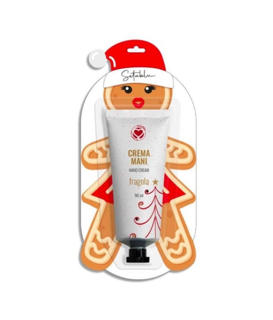 CREMA MANI FRAGOLA SETA BLU 100ML IDEA REGALO NATALE CONFEZIONE OMINO MARZAPANE