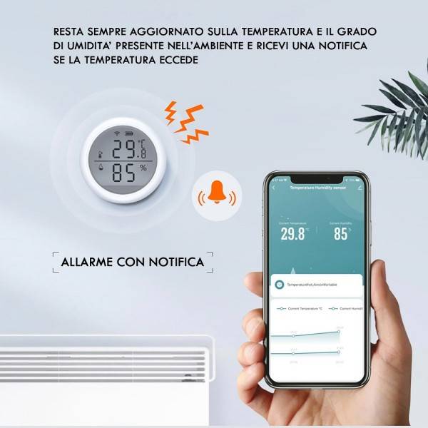 Smart Wifi Sensore di umidità della temperatura interna ed esterna  compatibile con Alexa Google Home per la casa