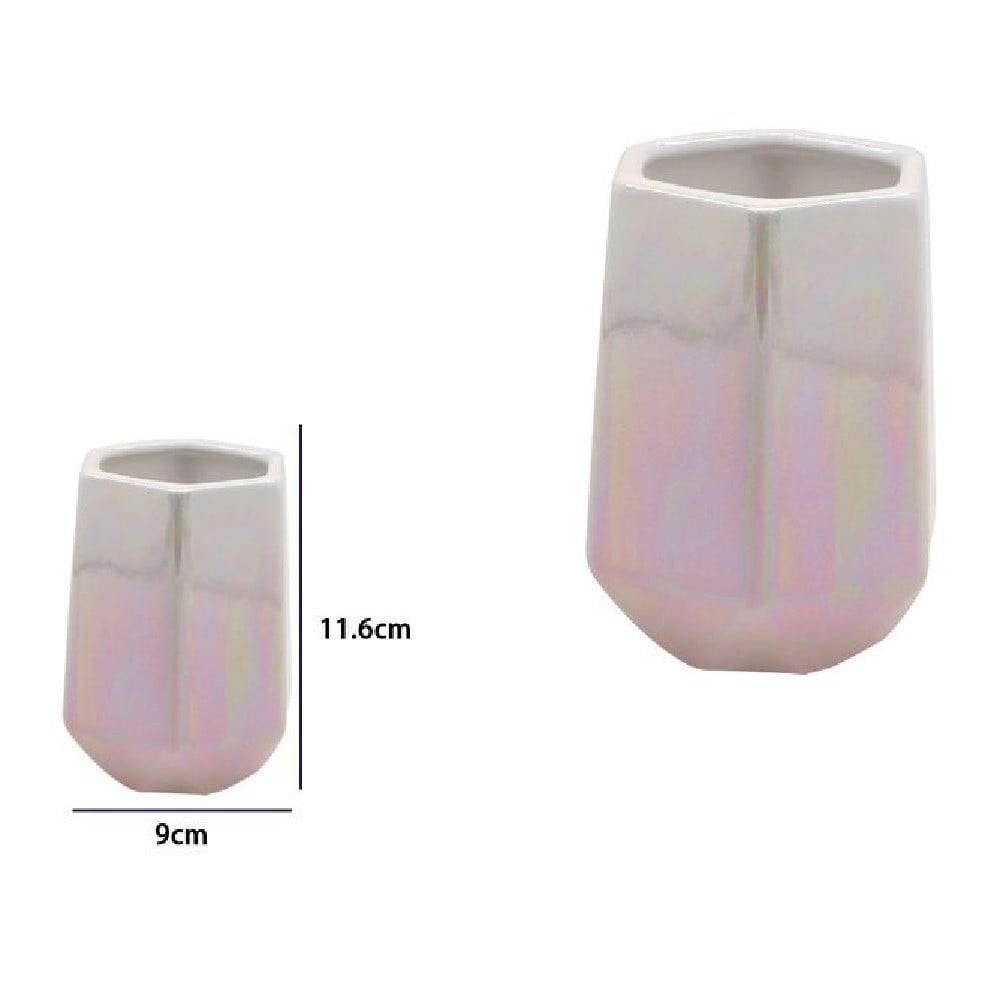 BICCHIERE PORTA SPAZZOLINI ESAGONALE EFFETTO VISIVO ARREDO BAGNO 79940
