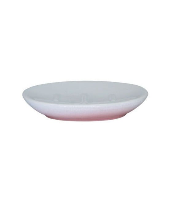 PIATTO PIATTINO PORTASAPONE SAPONETTA BAGNO CERAMICA BIANCO ROSA 59908