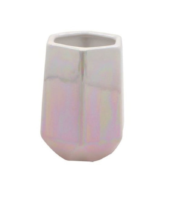 BICCHIERE PORTA SPAZZOLINI ESAGONALE EFFETTO VISIVO ARREDO BAGNO 79940