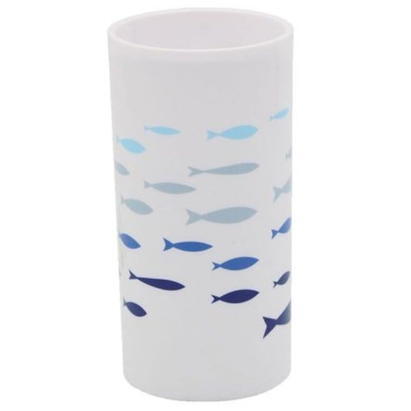 BICCHIERE PORTA SPAZZOLINO BIANCO IN PLASTICA BAGNO PESCIOLINI 69881